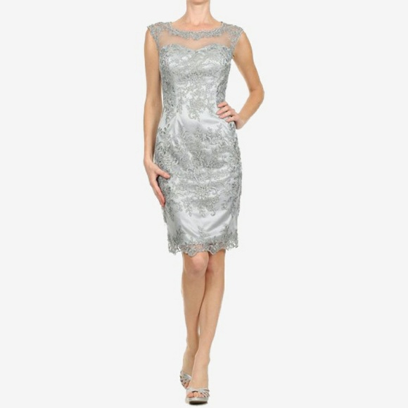 Silver Knee Length Dress